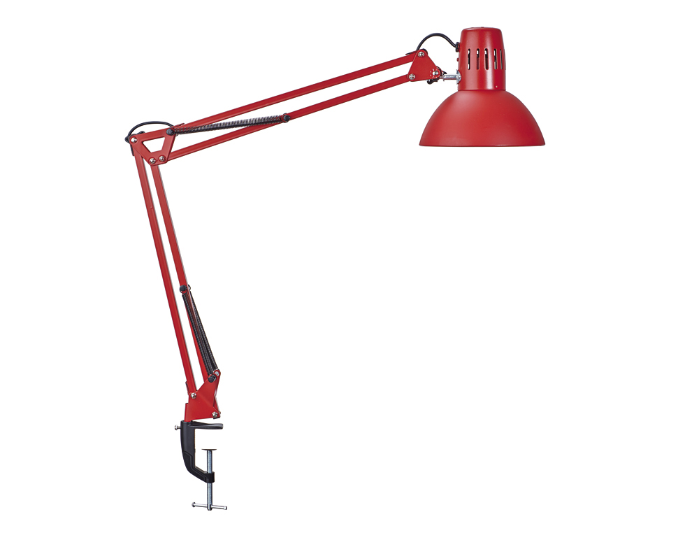 LUMINAIRE BUREAU MAUL STUDY SUR PINCE TETE ET BRAS METAL  HAUTEUR 44CM BRAS 35CM TETE   DIAMETRE 17CM COLORIS ROUGE