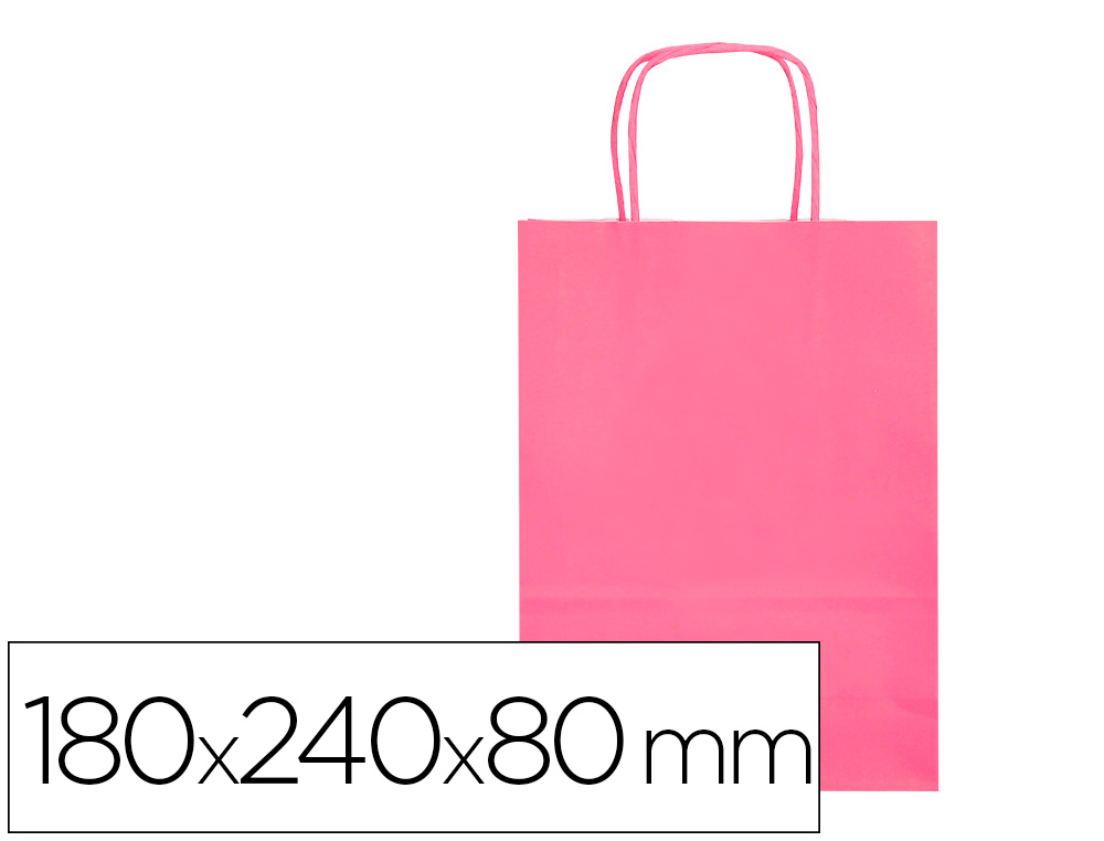 SAC PAPIER Q-CONNECT CELLULOSE XS ANSE TORSADEE    180X240X80MM COLORIS ROSE