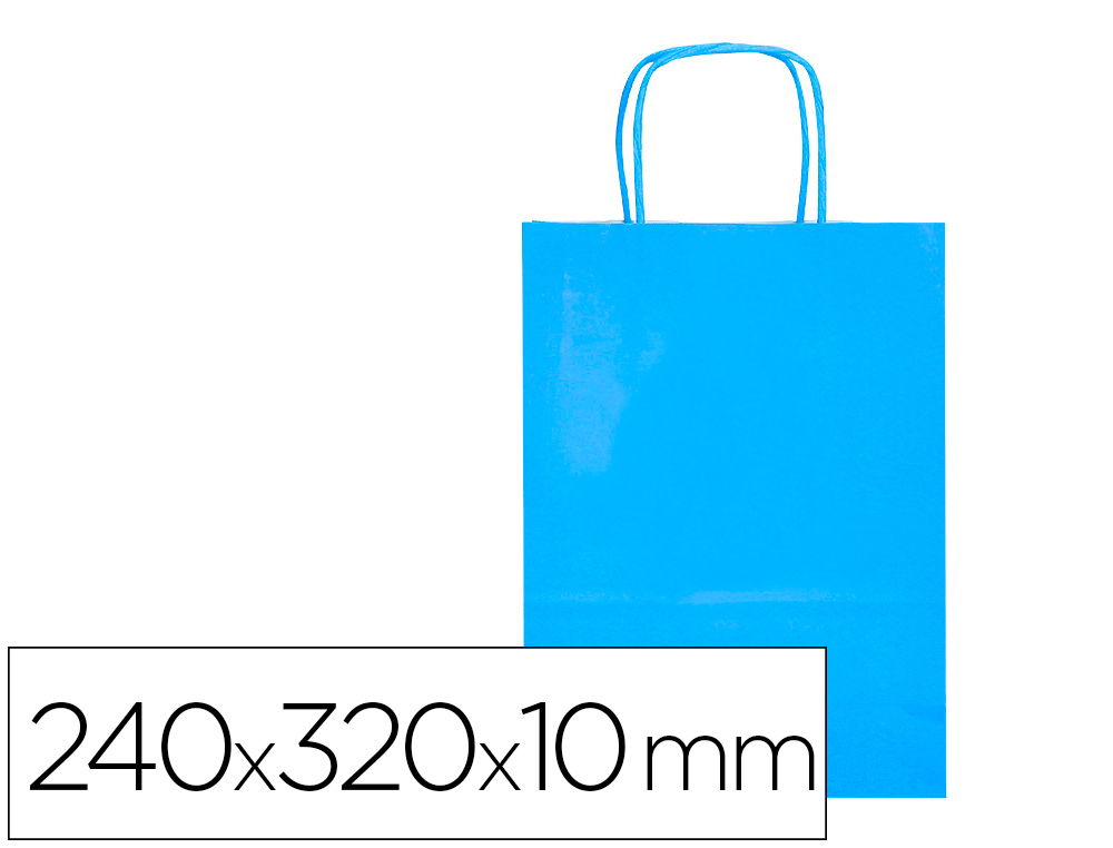 SAC PAPIER Q-CONNECT CELLULOSE S ANSE TORSADEE     240X320X10MM COLORIS BLEU     CIEL