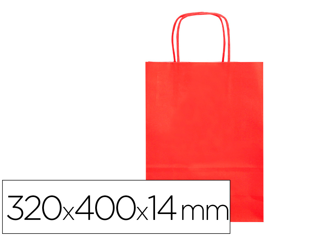 SAC PAPIER Q-CONNECT CELLULOSE L ANSE TORSADEE     320X400X14MM COLORIS ROUGE
