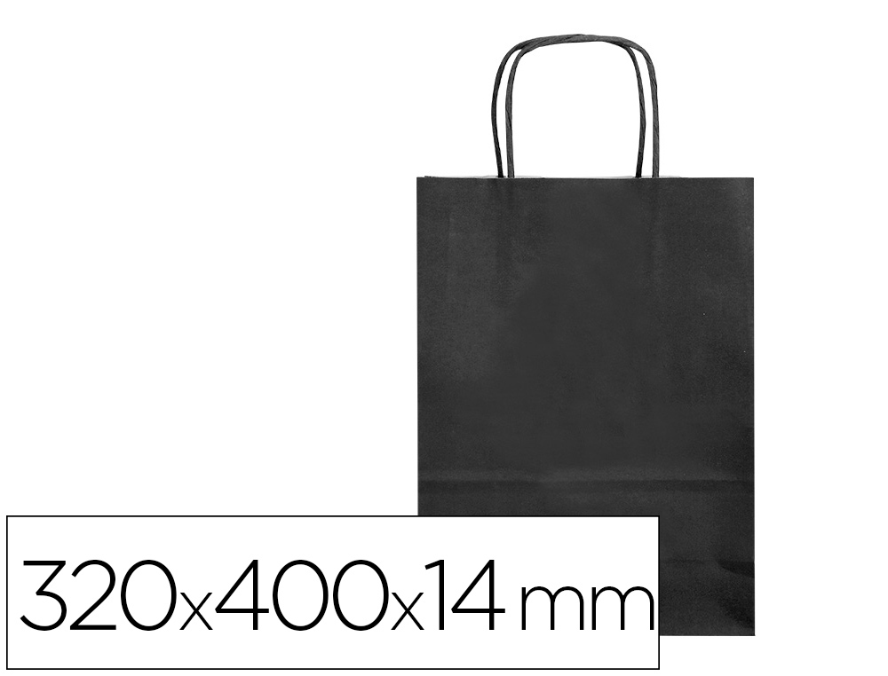 SAC PAPIER Q-CONNECT CELLULOSE L ANSE TORSADEE     320X400X14MM COLORIS NOIR