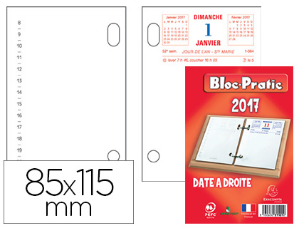 Calendrier 2024 Bloc de bureau Date à Droite Ephéméride Compatible