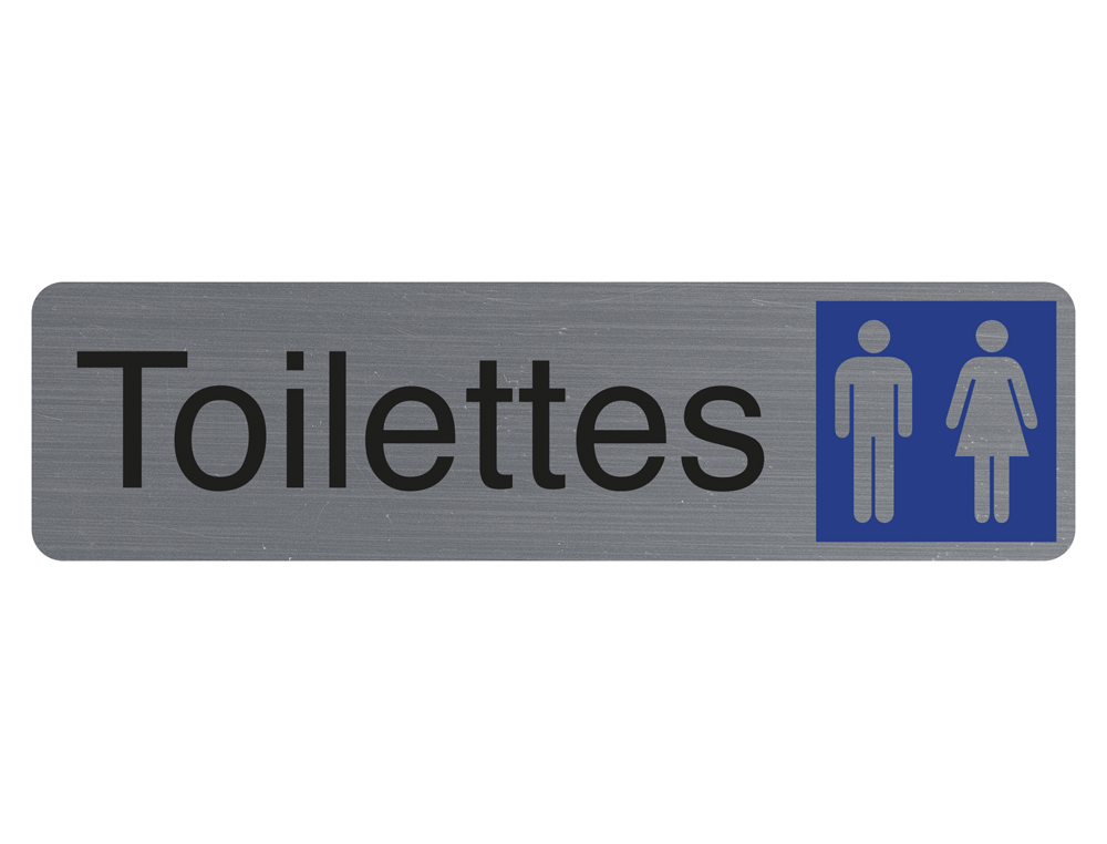 PLAQUE ADHESIVE EXACOMPTA TOILETTES DAME / HOMME        IMITATION ALUMINIUM           16,5X4,4CM
