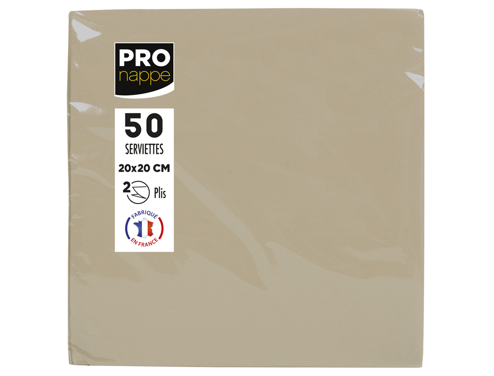 SERVIETTE EXACOMPTA MICRO-GAUFFRE OUATE 2 PLIS    38X38CM COLORIS FICELLE       PAQUET 40 UNITES
