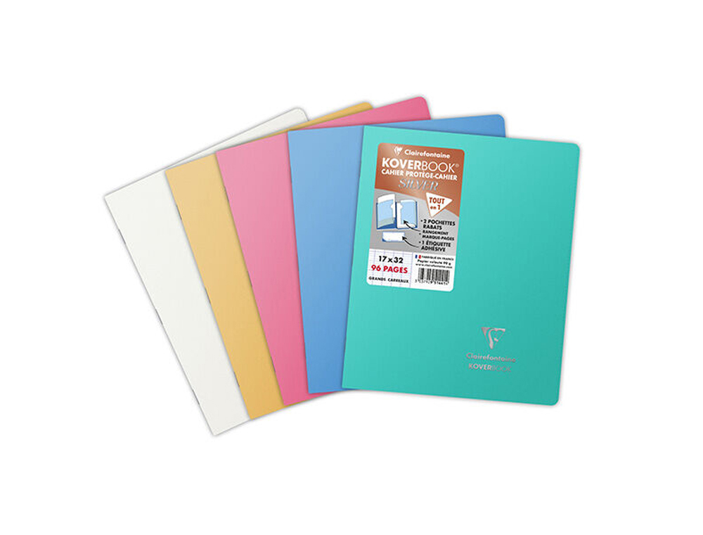 CAHIER PIQUE CLAIREFONTAINE KOVERBOOK SILVER COUVERTURE   PP OPAQUE 170X220MM 96 PAGES  REGLURE SEYES COLORIS