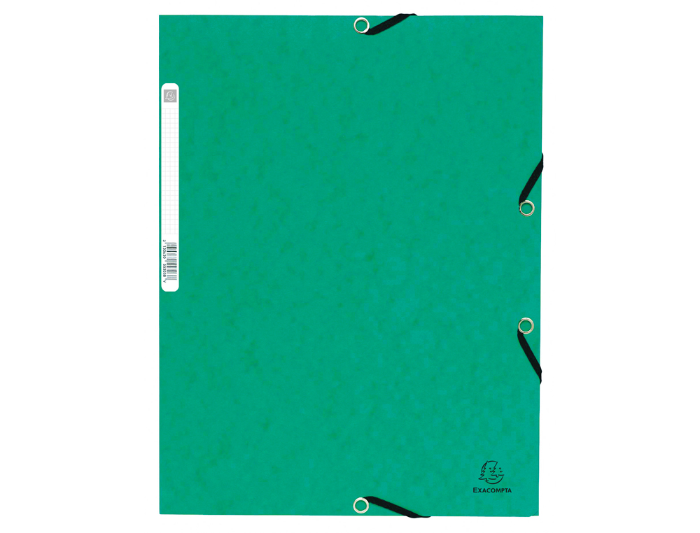 CHEMISE EXACOMPTA 3 RABATS CARTE LUSTREE 355GR A4        FERMETURE ELASTIQUE ETIQUETTE COLORIS VERT LOT 10 UNITES