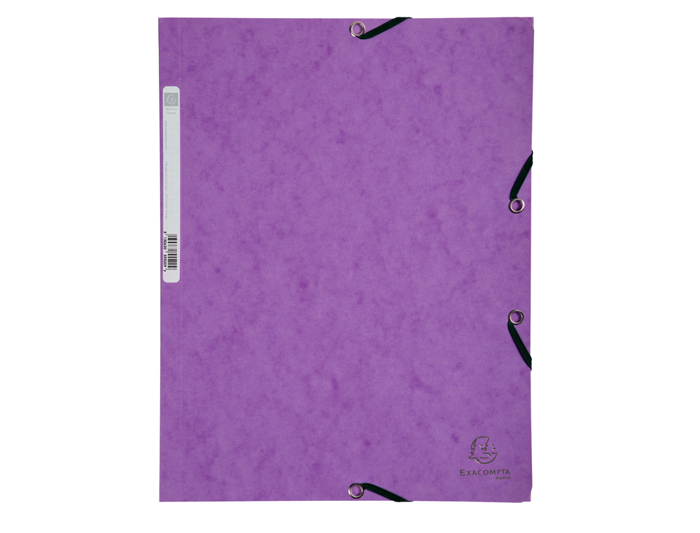 CHEMISE EXACOMPTA 3 RABATS CARTE LUSTREE 355GR A4        FERMETURE ELASTIQUE ETIQUETTE COLORIS VIOLET LOT 10 UNITES