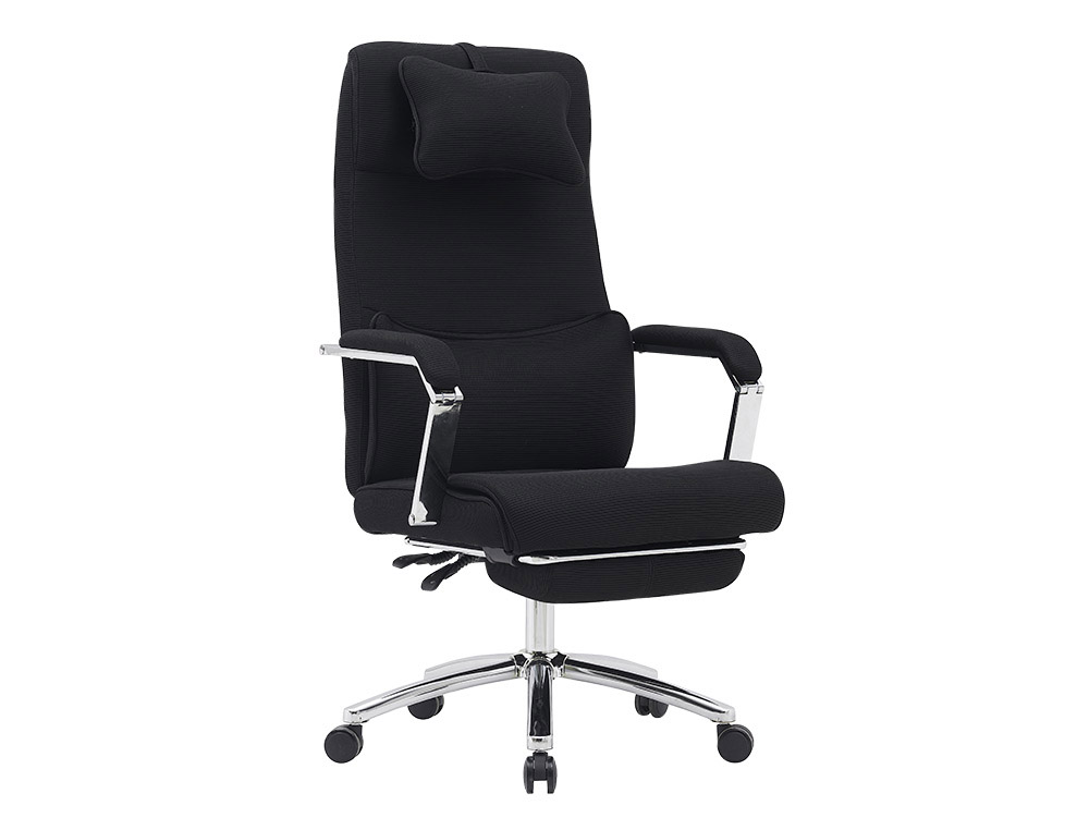 CHAISE DIRECTION Q-CONNECT RAVENNA MAILLE BASE METALLIQUE HAUT MAX 1300 LARG 550 PROF  510MM ROUES PREMIUM NOIR