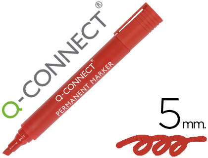 MARQUEUR Q-CONNECT PERMANENT POINTE BISEAUTE TRAC 5MM RSISTANTE CORPS PLASTIQUE COLORIS ROUGE