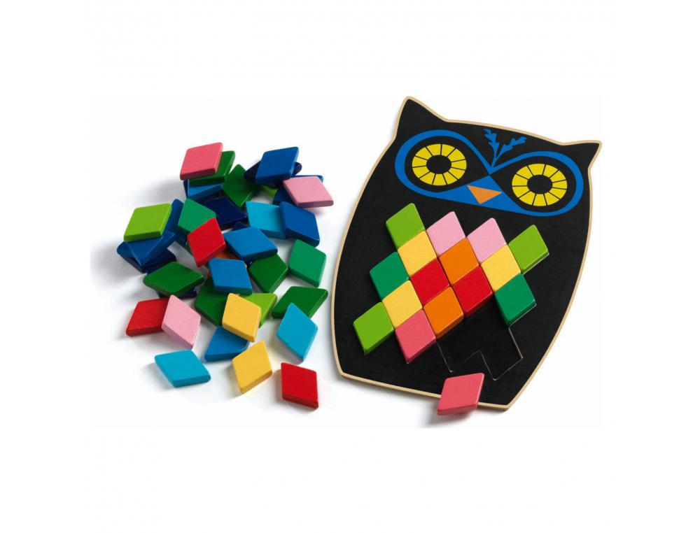 MOZABOO DJECO JEU DE PAVAGE 1 GRANDE SILHOUETTE HIBOU 57    LOSANGES 10 MODELES A         REALISER