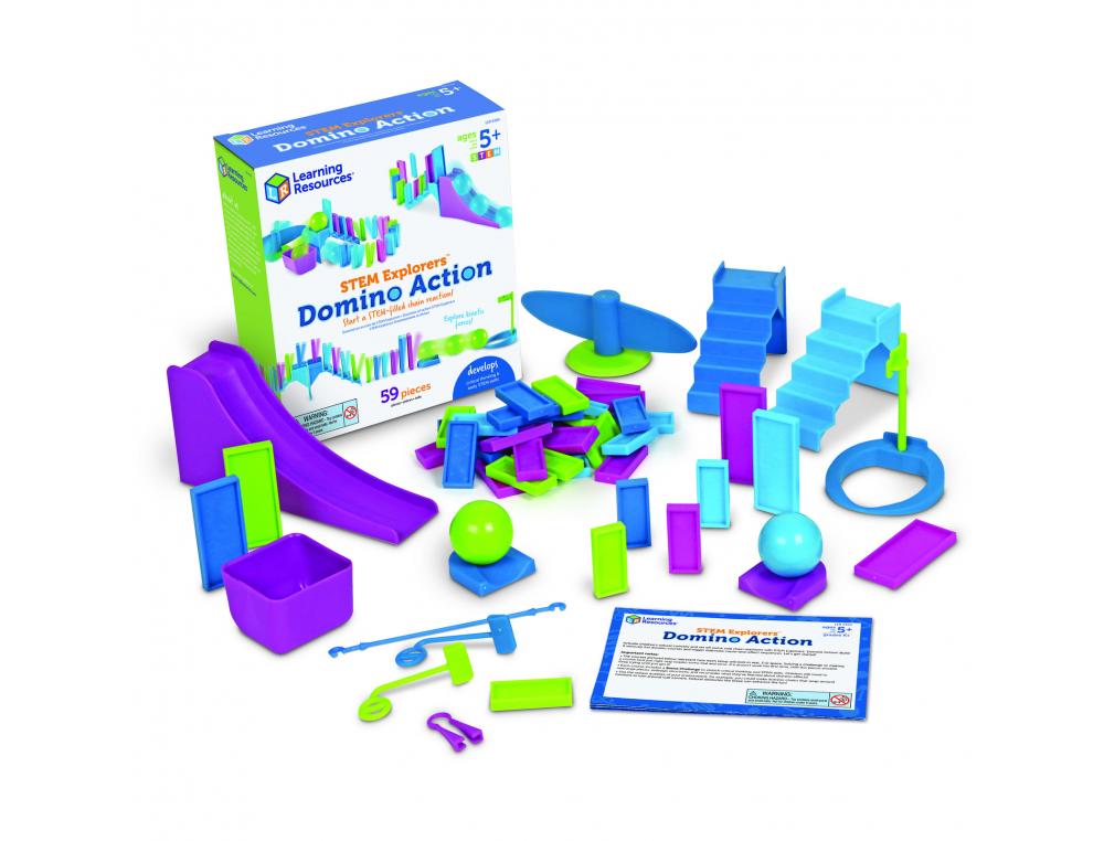 STEM EXPLORERS DOMINO ACTION LEARNING RESOURCES 45 DOMINOS 2 TAILLES DIFFERENTES 10      CARTES DEFIS PIECES D