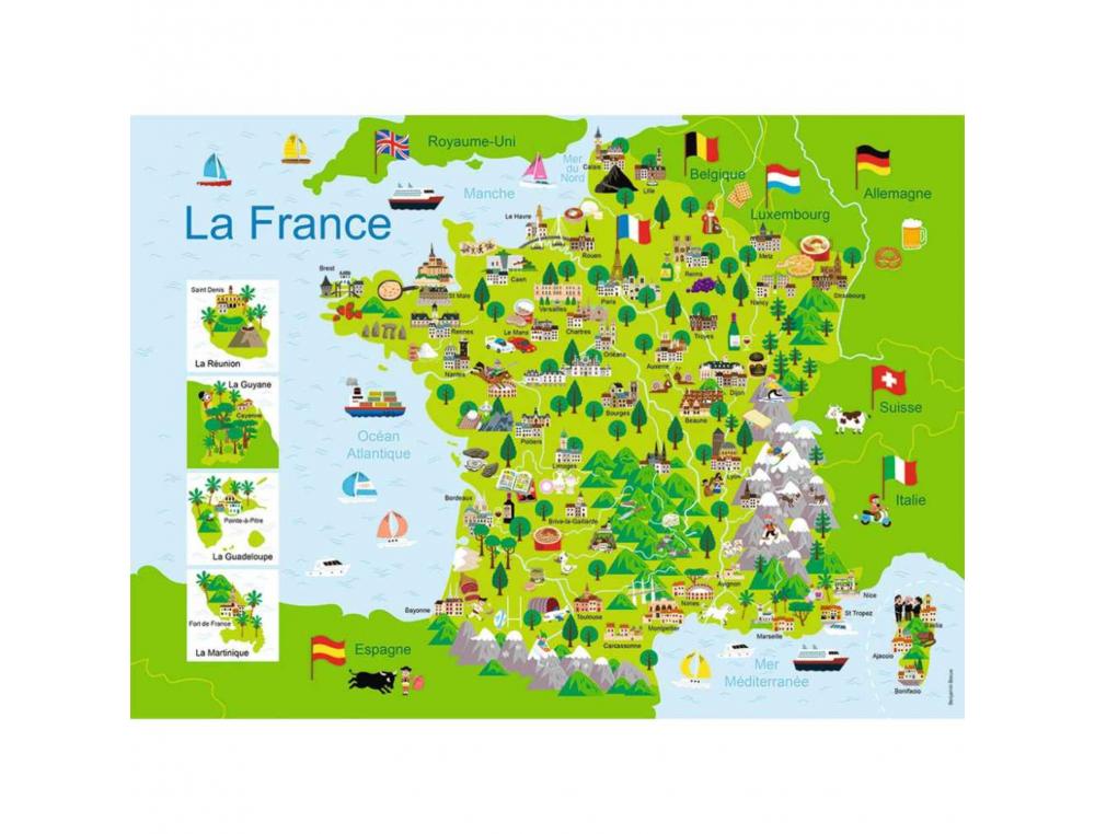 PUZZLES CARTE DE FRANCE NATHAN CARTE DE FRANCE        ILLUSTREE 100 PIECES