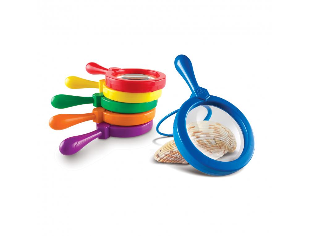 MATERIEL D OBSERVATION LEARNING RESOURCES LOUPES     GEANTES COLOREE GROSSIT 4.5X  SUPPORT DEPLIABLE 6 UNITES
