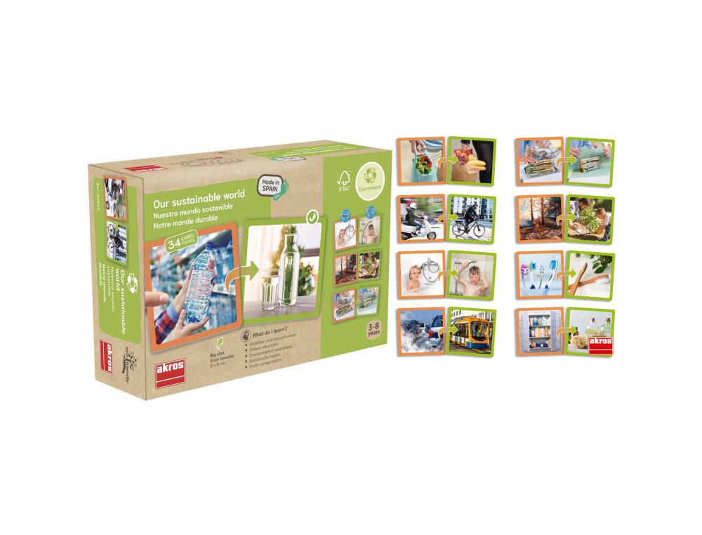 SENSIBILISATION A L ECOLOGIE AKROS NOTRE MONDE DURABLE 34  FICHES CARTON IMAGES REELLES