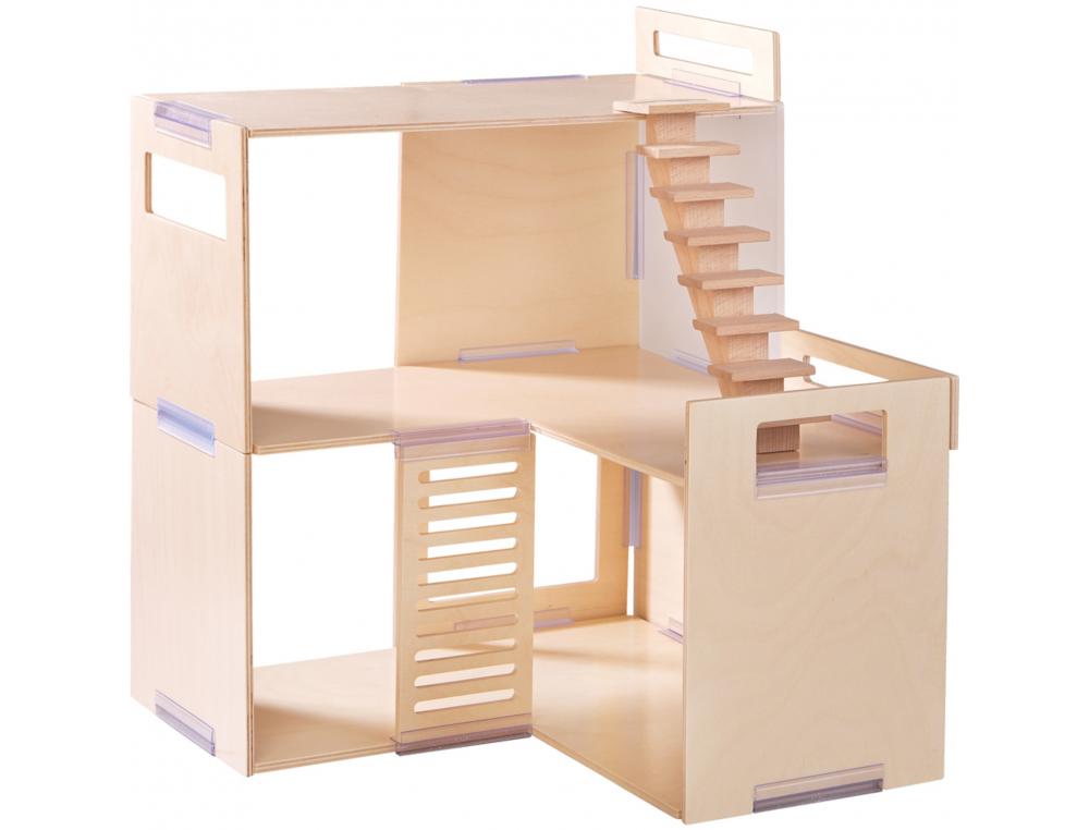 MAISON DE POUPEES HAPPY DAY SUR 3 ETAGES AVEC MOBILIER    ASSORTI JANOD