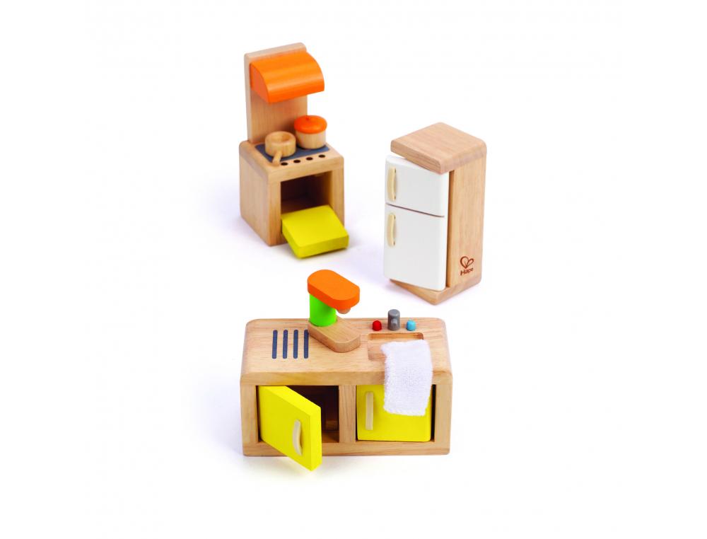MEUBLES MAISON DE POUPEES CUISINE 7 PIECES HAPE