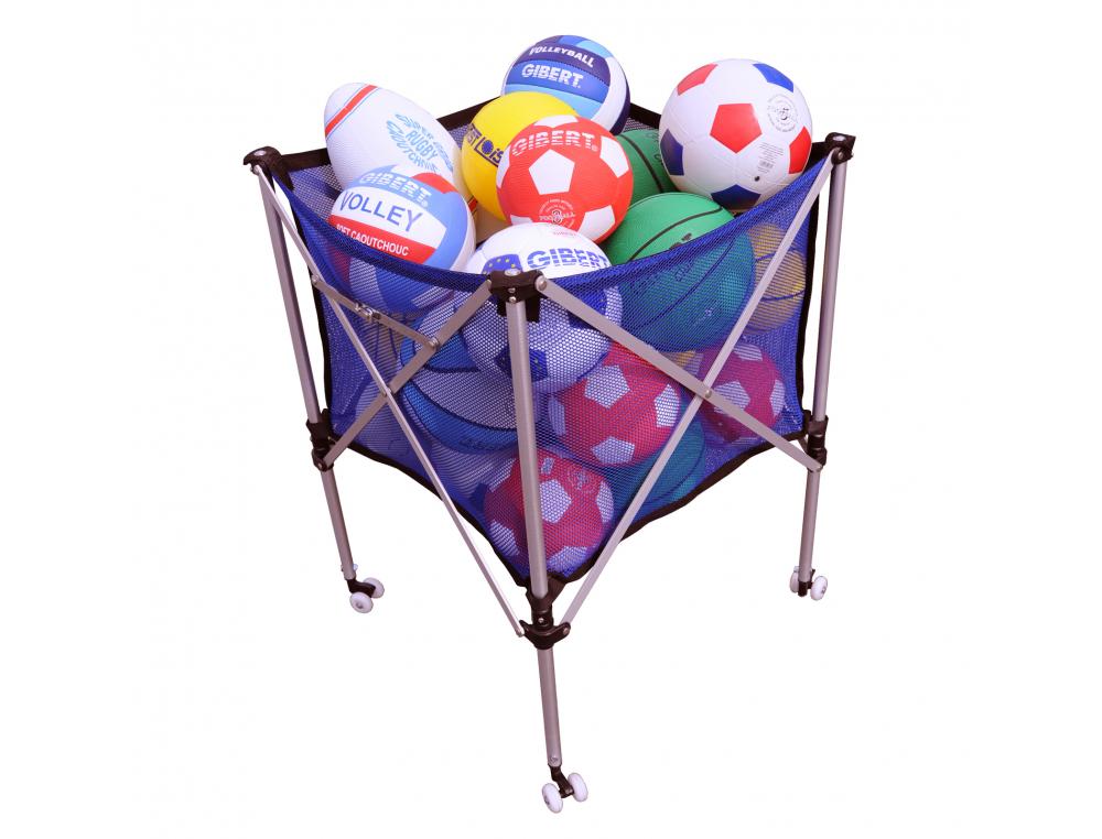RANGE BALLON FIRST LOISIRS PLIABLE EN ALUMINIUM 4        ROULETTES TOILE RENFORCEE MAX 20 BALLONS 64X64X88CM DEPLIE