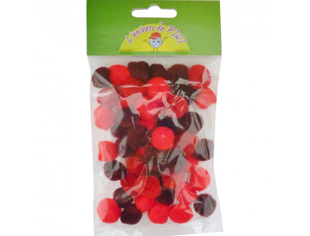POMPONS A LA COULEUR GRAINE CREATIVE 15 MM 45 PIECES      COLORIS ROUGE