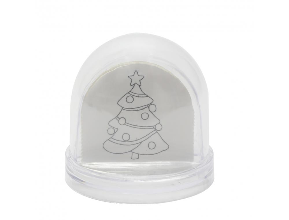 BOULE A NEIGE OCOLOR PLASTIQUE AVEC DESSIN A       COLORIER THEME NOEL DIAMETRE  9CM LOT DE 10