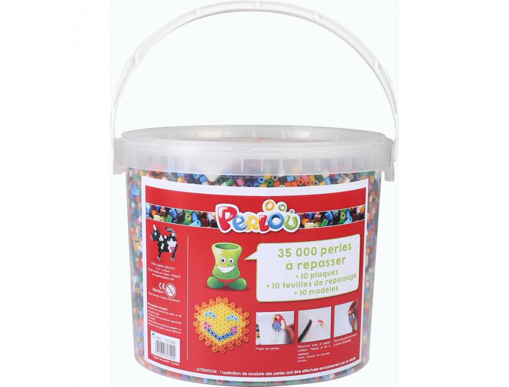 ASSORTIMENT PERLES ET PLAQUES GRAINE CREATIVE 35 000 PERLES 10 PLAQUES 10 MODELES DE      REALISATION ASSORTIS