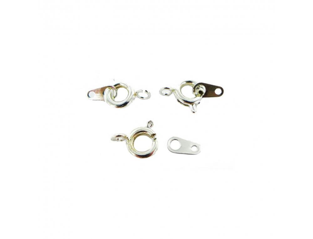 FERMOIR A RESSORT INNSPIRO 6MM AVEC ANNEAU COLORIS       ARGENT LOT DE 7