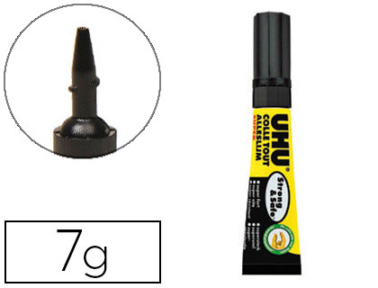 COLLE RAPIDE UHU STRONG&SAFE EXTRA FORTE TOUS TYPES SUPPORTS COLLAGE INVISIBLE SANS SOLVANT INODORE TUBE 7G