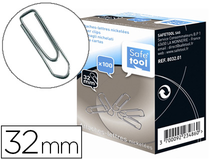 ATTACHE-LETTRES SAFETOOL NICKELE 32MM BOTE 100 UNITS