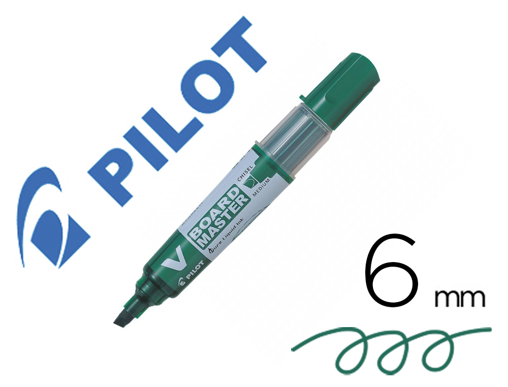 MARQUEUR PILOT V-BOARD MASTER RECYCLE EFFACABLE A SEC ET    RECHARGEABLE POINTE BISEAUTEE LARGE 6 MM COLORIS VERT