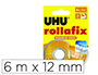 RUBAN ROLLAFIX UHU ADH SIF DOUBLE FACE 12MMX6M SUR       D VIDOIR