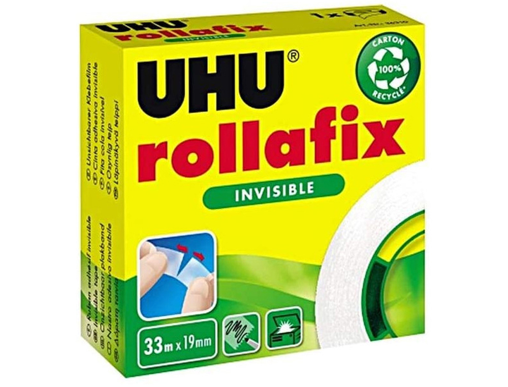 RUBAN ADHESIF UHU ROLLAFIX INVISIBLE 19MMX33M