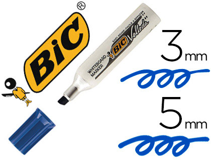 MARQUEUR BIC VELLEDA 1781 EFFAABLE POINTE BISEAUTE 2MM CRITURE 3/5MM ENCRE CTONE CORPS MTAL CAPUCHON VENTIL BLEU