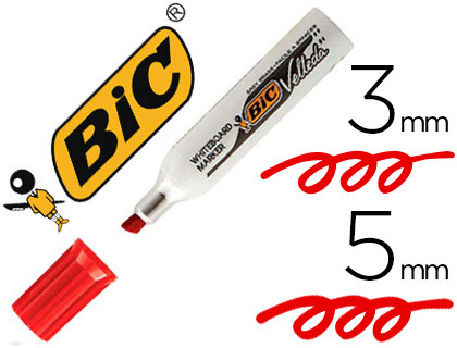 MARQUEUR BIC VELLEDA 1781 EFFAABLE POINTE BISEAUTE 2MM CRITURE 3/5MM ENCRE CTONE CORPS MTAL CAPUCHON VENTIL ROUGE