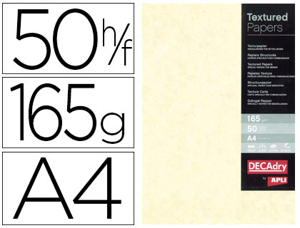 PAPIER CORRESPONDANCE APLI GAMME STRUCTURE PARCHEMIN CHAMPAGNE 165G/M2 FORMAT A4 JET D'ENCRE LASER BOTE 50 FEUILLES