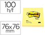 BLOC-NOTES POST-IT 654 76X76MM 100F/BLOC REPOSITIONNABLES COLORIS JAUNE    7100290160