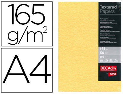 PAPIER CORRESPONDANCE APLI GAMME STRUCTURE PARCHEMIN OR 165G/M2 FORMAT A4 JET D'ENCRE LASER BOTE 50 FEUILLES