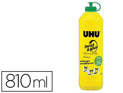 COLLE UHU TWIST&GLUE EXTRA FORTE TRANSPARENTE MULTI-MATRIAUX COLLAGE PRCIS FIN LARGE SANS SOLVANT BOUTEILLE 810ML