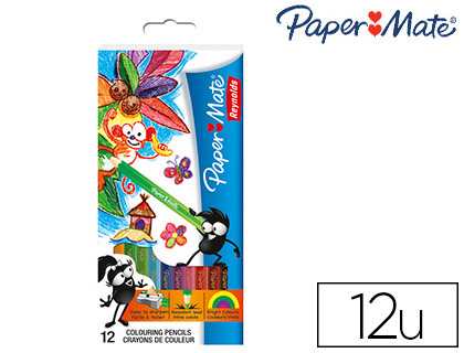 CRAYON COULEUR PAPER MATE GLOB 'COLOR CORPS HEXAGONAL MINE RTRACTABLE RSISTANTE COLORIS ASSORTIS TUI 12 UNITS