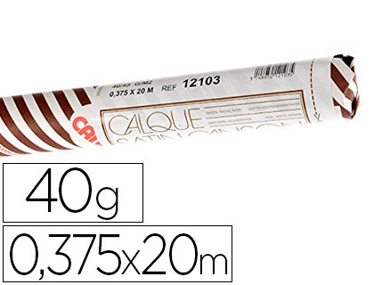 PAPIER CALQUE CANSON SATIN TRS TRANSPARENT RSISTANT GRATTAGE ARRACHAGE 40/45G 0.375X20M ROULEAU