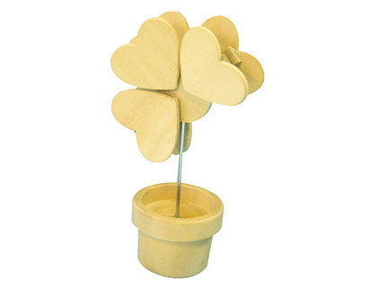 CLIP MMO FANTAISIE BOIS SUR TIGE FORME FLEUR 4 PTALES PORTE-DOCUMENTS 14CM