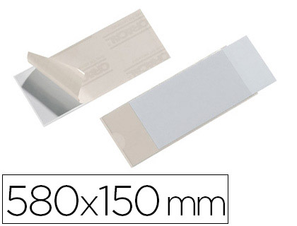 PORTE-TIQUETTE DURABLE AUTOCOLLANT PLASTIQUE SOUPLE TRANSPARENT 58X150MM BRISTOL BLANC SACHET 10 UNITS
