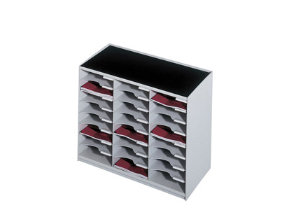 TRIEUR PAPERFLOW MONOBLOC EVOLUTION POLYSTYRNE 24 CASES JUXTAPOSABLES SUPERPOSABLES 54,8X67,4X30,8CM COLORIS GRIS