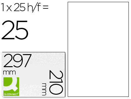 TIQUETTE ADHSIVE Q-CONNECT TRANSPARENTE MATE LASER 210X297MM BOTE 25 UNITS