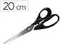 CISEAUX BUREAU Q-CONNECT CONOMIQUE DROITIER LAMES INOX 210MM BRANCHES GAINES ABS BOUTS POINTUS COLORIS NOIR