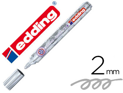 MARQUEUR EDDING ACTIVE PAINT POINTE MOYENNE OGIVE ENCRE PIGMENTE OPAQUE LAQUE SYSTME VALVE COULEUR ARGENT