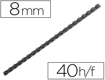 ANNEAU PLASTIQUE  RELIER FELLOWES DOS ROND CAPACIT 40F 8MM DIAMTRE 300MM LONGUEUR COLORIS NOIR BOTE 100 UNITS