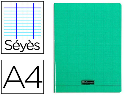 CAHIER PIQU CLAIREFONTAINE COUVERTURE POLYPROPYLNE TRANSPARENTE A4 21X29,7CM 96 PAGES 90G SYS COLORIS VERT