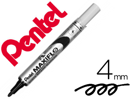 SECAM  MARQUEUR PENTEL MAXIFLO EFFAÇABLE TABLEAU BLANC POINTE CONIQUE  TRACÉ 1,6MM ÉCRITURE 1000M CORPS PLASTIQUE RECYCLÉ NOIR