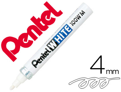 MARQUEUR PENTEL PEINTURE POINTE CONIQUE MOYENNE 2.5MM INDLBILE OPAQUE TOUS USAGES TOUS MATRIAUX COLORIS BLANC