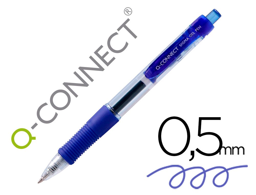 STYLO-BILLE Q-CONNECT SIGMA CRITURE MOYENNE 0.5MM ENCRE GEL RTRACTABLE CORPS PLASTIQUE TRANSLUCIDE COLORIS BLEU