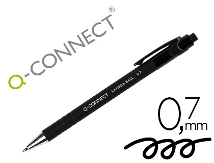 Q-CONNECT stylo bille, rétractable, 0,7 mm, pointe moyenne, noir